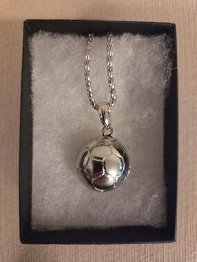 LARGE SILVER SOCCER BALL NECKLACE